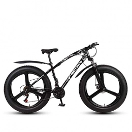 LUO Bike LUO Bike，Mens Adult Fat Tire Mountain Bike, Variable Speed Snow Bikes, Double Disc Brake Beach Cruiser Bicycle, 26 inch Magnesium Alloy Integrated Wheels, Silver, 24 Speed, Black, 27 Speed