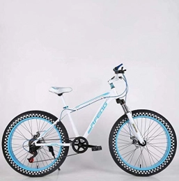 LUO Bike LUO BikeMens Adult Fat Tire Mountain Bike, Double Disc Brake Beach Snow Bicycle, High-Carbon Steel Frame Cruiser Bikes, 24 inch Highway Wheels, E, 7 Speed, B, 7 Speed