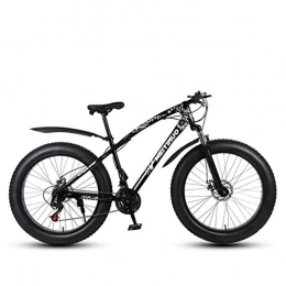 LUO Bike LUO BikeMens Adult Fat Tire Mountain Bike, Variable Speed Snow Bikes, Double Disc Brake Beach Bicycle, 26 inch Wheels Cruiser Bicycles, Silver, 24 Speed, Black, 24 Speed