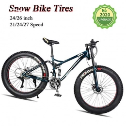 LYRWISHJD Fat Tyre Mountain Bike LYRWISHJD Fat Tire Adult Mountain Bike, Lightweight High-Carbon Steel Frame Cruiser Bikes, Beach Snow Bike Mens Bicycle, Double Disc Brake 26 Inch Wheels (Color : Bronze, Size : 24 inch)
