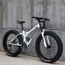 Lyyy Bike Lyyy Adult Mountain Bikes, 24 Inch Fat Tire Hardtail Mountain Bike, Dual Suspension Frame and Suspension Fork All Terrain Mountain Bike YCHAOYUE (Color : White, Size : 24 Speed)