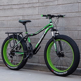 LZHi1 Fat Tyre Mountain Bike LZHi1 24 Inch 27 Speed Fat Tire Men Mountain Bike, Aldult Mountain Trail Bike With Suspension Fork And Dual Disc Brakes, Outdoor Beach Snow Bike(Color:Black green)