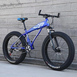 LZHi1 Fat Tyre Mountain Bike LZHi1 24 Inch Fat Tire Adult Mountain Bike For Women And Men, 27 Speed Suspension Fork Mountain Trail Bike With Dual Disc Brakes, Outdoor Beach Snow Road Bicycle(Color:Blue)