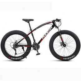 LZHi1 Fat Tyre Mountain Bike LZHi1 26 Inch Fat Tire Mountain Bike With Suspension Fork, 24 Speed Adult Mountain Bicycle With Dual Disc Brakes, Outdoor Sports Snow Mountain Bicycle For Adult Men Women(Color:Black red)