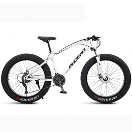LZHi1 Fat Tyre Mountain Bike LZHi1 26 Inch Fat Tire Mountain Bike With Suspension Fork, 24 Speed Adult Mountain Bike Anti-Slip Bike With Dual Disc Brakes, Outdoor Sports Snow Mountain Bicycle For Men And Women(Color:White black)