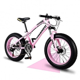 TBNB Fat Tyre Mountain Bike Men's and Women's Fat Tire Mountain Bikes, Adult Full Suspension Beach Snow MTB Bicycle, 20 / 24 / 26 Inche, 21-30 Speeds, Disc Brakes (Pink 24inch / 27Speed)