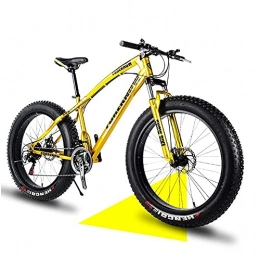 TBNB Fat Tyre Mountain Bike Men's and Women's Fat Tire Mountain Bikes, Adult Full Suspension Beach Snow MTB Bicycle, 20 / 24 / 26 Inche, 21-30 Speeds, Disc Brakes (Yellow 24inch / 21Speed)