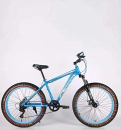 WJSW Bike Mens Adult Fat Tire Mountain Bike, Double Disc Brake Beach Snow Bicycle, High-Carbon Steel Frame Bikes, 24 Inch Flame Wheels