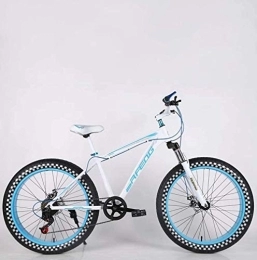 WJSW Bike Mens Adult Fat Tire Mountain Bike, Double Disc Brake Beach Snow Bicycle, High-Carbon Steel Frame Bikes, 24 Inch Highway Wheels