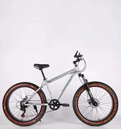 WJSW Bike Mens Adult Fat Tire Mountain Bike, Double Disc Brake Beach Snow Bicycle, High-Carbon Steel Frame Bikes, 26 Inch Flame Wheels