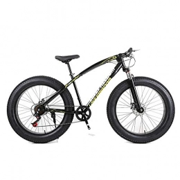 FJW Bike Mens' Mountain Bike, 26 inch Fat Tire Road Bicycle Snow Bike Beach Bike High-carbon Steel Frame, 7 / 21 / 24 / 27 speed With Disc Brakes and Suspension Fork, Black, 21Speed