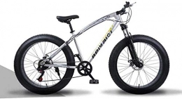 MG Bike MG Mountain Bikes, 26 Inch Fat Tire Hardtail Mountain Bike, Dual Suspension Frame and Fork All Terrain Bicycle, Men's and Women Adult 6-6, Silver spoke, 7 speed