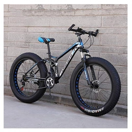 MJY Fat Tyre Mountain Bike MJY Adult Mountain Bikes, Fat Tire Dual Disc Brake Hardtail Mountain Bike, Big Wheels Bicycle, High-Carbon Steel Frame, New Blue, 24 Inch 27 Speed