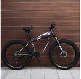MKWEY Fat Tyre Mountain Bike MKWEY 26 Inch Mens Womens Mountain Bikes, Fat Tire Hardtail MTB Bikes, Aluminum Frame Alpine Mountain Bicycle, Adult Bicycle with Front Suspension, Grey, 27 Speed Spoke
