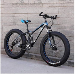 MKWEY Bike MKWEY Adult Mountain Bikes, Fat Tire Dual Disc Brake Hardtail Mountain Bicycle, Big Wheels Bicycle, High-carbon Steel Frame MTB Bikes for Men / Women, New Blue, 24 Inch 27 Speed