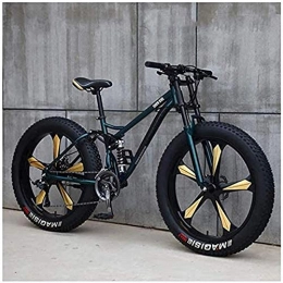 MOME Fat Tyre Mountain Bike MOME 7SpeedRoad bike fat tire mountain bike, 26 inch mountain bike with disc brake, carbon steel frame, double suspension system, cyan 5 language racing bike city commuter bike