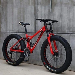 XIUYU Fat Tyre Mountain Bike Mountain Bike Adult Bikes 24" Fat Tire Hardtail Dual Suspension Frame and Fork All Terrain, Black, 27 Speed XIUYU (Color : Red)