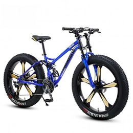 SHANRENSAN Fat Tyre Mountain Bike Mountain Bike, Adult Fat Tire Mountain Off-Road Vehicle, 26 Inch Adult Off-Road Vehicle, Beach Snowmobile, 4.0 Big Tire Male And Female Student Variable Speed Bike(Blue five spokes, 26 inches)