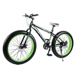 WYX Fat Tyre Mountain Bike Mountain Bike Fat Tire 26In Bicycle Wheels Cycling 7Speed Full Suspended Frame Double Disc Brake Suspension Fork Carbon Steel, a, 26"7speed