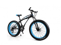 DYM Fat Tyre Mountain Bike Mountain Bike Hardtail Mountain Bike 7 / 21 / 24 / 27 Speeds Mens MTB Bike 24 inch Fat Tire Road Bicycle Snow Bike Pedals with Disc Brakes and Suspension Fork, BlackBlue, 21 Speed