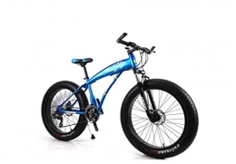 DYM Fat Tyre Mountain Bike Mountain Bike Mens Mountain Bike 7 / 21 / 24 / 27 Speeds, 26 inch Fat Tire Road Bicycle Snow Bike Pedals with Disc Brakes and Suspension Fork, Blue, 24 Speed