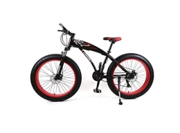 Generic Fat Tyre Mountain Bike Mountain Bike, Mountain Bike Mens Mountain Bike 7 / 21 / 24 / 27 Speeds, 26 inch Fat Tire Road Bicycle Snow Bike Pedals with Disc Brakes and Suspension Fork, BlackRed, 27 Speed