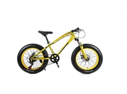 DYM Fat Tyre Mountain Bike Mountain Bike Unisex Hardtail Mountain Bike 7 / 21 / 24 / 27 Speeds 26 inch Fat Tire Road Bicycle Snow Bike / Beach Bike with Disc Brakes and Suspension Fork, Gold, 7 Speed