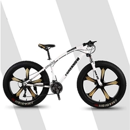 CJF Fat Tyre Mountain Bike Mountain Bikes 26 Inch Fat Tire Snow Bike with Lightweight High Carbon Steel Frame, Double Disc Brake for Outdoor Riding, B