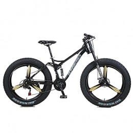 WANYE Fat Tyre Mountain Bike Mountain Bikes - 7 Speed Anti-Slip Bike 26 Inch Carbon Steel Fat Tire Bike - Holiday for Men and Women Teens black-3 Spoke wheel