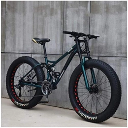 YANQ Fat Tyre Mountain Bike Mountain-Biking, 26 Inches of Fat Mountain Bike, Steel Frame with High Content of Carbon Bikes, Full-Suspension Bike, 27 Speed, Black 5 Spoke, 21 Speed, Green Spoke