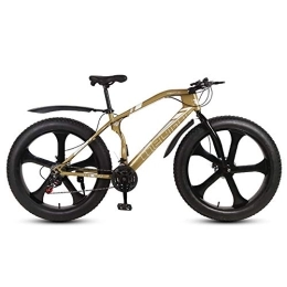 MSM Furniture Bike MSM Furniture Men's Mountain Bikes, Dual Suspension Frame And Suspension Fork All Terrain Snow Bicycle, 26 Inch Fat Tire Hardtail Mountain Bike Gold 5 Spoke 26", 27-speed