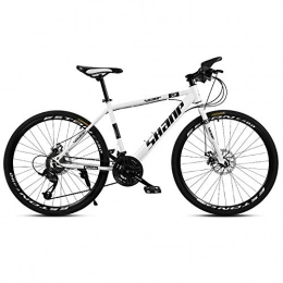 MTCTK Fat Tyre Mountain Bike MTCTK Adult mountain bike, 26 inch road bicycle VTT bike, carbon steel integrated off-road variable speed disc brakes bike for men and women, White, 21Speed