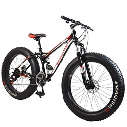 N / A Fat Tyre Mountain Bike N A Mountain Bike 21-speed 26-inch speed snowmobile mountain bike bicycle double disc brake variable speed 4.0 tire aluminum alloy thickened rim (Color : Black red, Size : 26 inches x 17 inches)