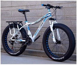 NENGGE Fat Tyre Mountain Bike NENGGE 26 Inch Fat Tire Off-road Mountain Bike Super Thick 4.0 Tire 21 / 24 / 27Speed High Carbon Steel Frame Full Suspension Disc Brake Adult Men and Women Hard Tail Bicycle (Color : Blue)