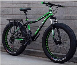 NENGGE Fat Tyre Mountain Bike NENGGE 26 Inch Fat Tire Off-road Mountain Bike Super Thick 4.0 Tire 21 / 24 / 27Speed High Carbon Steel Frame Full Suspension Disc Brake Adult Men and Women Hard Tail Bicycle (Color : Green)