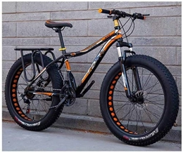 NENGGE Fat Tyre Mountain Bike NENGGE 26 Inch Fat Tire Off-road Mountain Bike Super Thick 4.0 Tire 21 / 24 / 27Speed High Carbon Steel Frame Full Suspension Disc Brake Adult Men and Women Hard Tail Bicycle (Color : Orange)