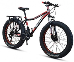 NENGGE Bike NENGGE 26 Inch Fat Tire Off-road Mountain Bike Super Thick 4.0 Tire 21 / 24 / 27Speed High Carbon Steel Frame Full Suspension Disc Brake Adult Men and Women Hard Tail Bicycle (Color : Red)