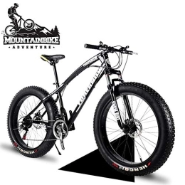 NENGGE Fat Tyre Mountain Bike NENGGE 26 Inch Hardtail Mountain Bikes with Fat Tire for Adults Men Women, Mountain Trail Bike with Front Suspension Disc Brakes, High-Carbon Steel Mountain Bicycle, Black Spoke, 24 Speed