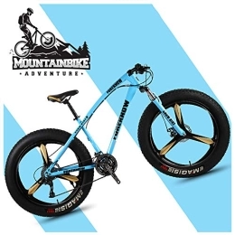 NENGGE Fat Tyre Mountain Bike NENGGE 26 Inch Hardtail Mountain Bikes with Fat Tire for Adults Men Women, Mountain Trail Bike with Front Suspension Disc Brakes, High-Carbon Steel Mountain Bicycle, Blue 3 Spoke, 24 Speed