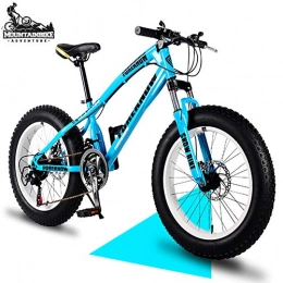 NENGGE Fat Tyre Mountain Bike NENGGE 26 Inch Hardtail Mountain Bikes with Fat Tire for Adults Men Women, Mountain Trail Bike with Front Suspension Disc Brakes, High-Carbon Steel Mountain Bicycle, Blue Spoke, 24 Speed