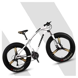 NENGGE Bike NENGGE 26 Inch Hardtail Mountain Bikes with Fat Tire for Adults Men Women, Mountain Trail Bike with Front Suspension Disc Brakes, High-Carbon Steel Mountain Bicycle, White 3 Spoke, 21 Speed
