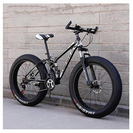 NENGGE Bike NENGGE Adult Mountain Bikes, Fat Tire Dual Disc Brake Hardtail Mountain Bike, Big Wheels Bicycle, High-carbon Steel Frame, Black, 24 Inch 27 Speed