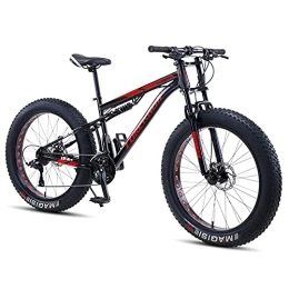NENGGE Fat Tyre Mountain Bike NENGGE Fat Tire Hardtail Mountain Bike 24 Inch for Men and Women, Dual-Suspension Adult Mountain Trail Bikes, 21 / 27 Speed All Terrain Bicycle with Adjustable Seat & Dual Disc Brake, Black, 21 Speed