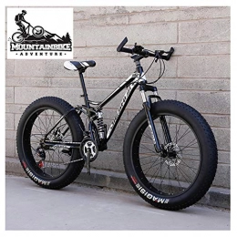NENGGE Bike NENGGE Full Suspension Mountain Bikes with Dual Disc Brake for Adults Men Women, High-Carbon Steel Fat Tire Mountain Trail Bike All Terrain Mountain Bicycle, Black, 26 Inch 7 Speed