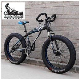 NENGGE Fat Tyre Mountain Bike NENGGE Hardtail Fat Tire Mountain Bike for Adults, Men Women Mountain Trail Bike with Dual Disc Brake, High-carbon Steel Front Suspension All Terrain Mountain Bicycle, New Blue, 26 Inch 24 Speed