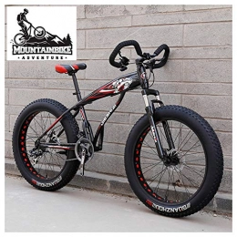 NENGGE Fat Tyre Mountain Bike NENGGE Hardtail Fat Tire Mountain Bike for Adults, Men Women Mountain Trail Bike with Dual Disc Brake, High-carbon Steel Front Suspension All Terrain Mountain Bicycle, New Red, 24 Inch 24 Speed