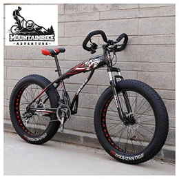 NENGGE Fat Tyre Mountain Bike NENGGE Hardtail Fat Tire Mountain Bike for Adults, Men Women Mountain Trail Bike with Dual Disc Brake, High-carbon Steel Front Suspension All Terrain Mountain Bicycle, New Red, 26 Inch 21 Speed