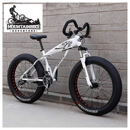 NENGGE Fat Tyre Mountain Bike NENGGE Hardtail Fat Tire Mountain Bike for Adults, Men Women Mountain Trail Bike with Dual Disc Brake, High-carbon Steel Front Suspension All Terrain Mountain Bicycle, New White, 26 Inch 27 Speed