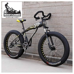 NENGGE Fat Tyre Mountain Bike NENGGE Hardtail Fat Tire Mountain Bike for Adults, Men Women Mountain Trail Bike with Dual Disc Brake, High-carbon Steel Front Suspension All Terrain Mountain Bicycle, New Yellow, 26 Inch 21 Speed