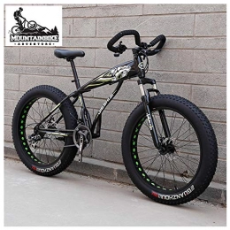 NENGGE Fat Tyre Mountain Bike NENGGE Hardtail Fat Tire Mountain Bike for Adults, Men Women Mountain Trail Bike with Dual Disc Brake, High-carbon Steel Front Suspension All Terrain Mountain Bicycle, New Yellow2, 24 Inch 27 Speed